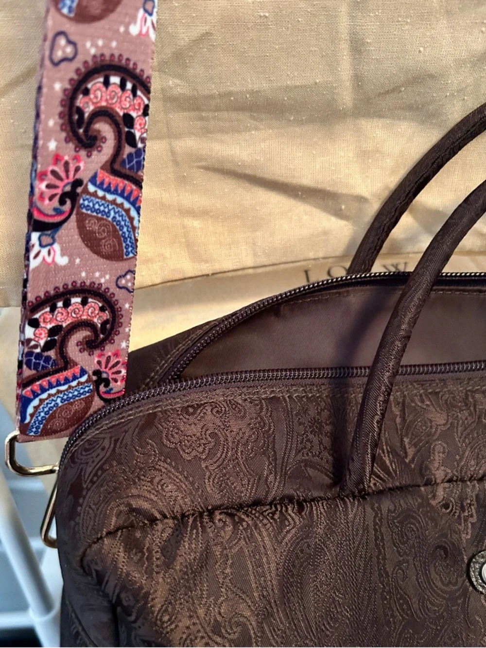 Etro Dark Brown Paisley Weekender with Pink Paisley Strap - Picture 12 of 12